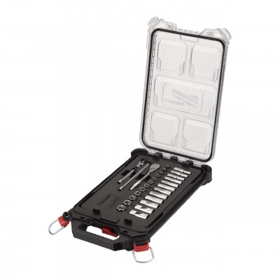 Nasadki1 4˝ z grzechotką - metryczne - zestaw 28 szt. w organizerze PACKOUT™ SLIM średnim