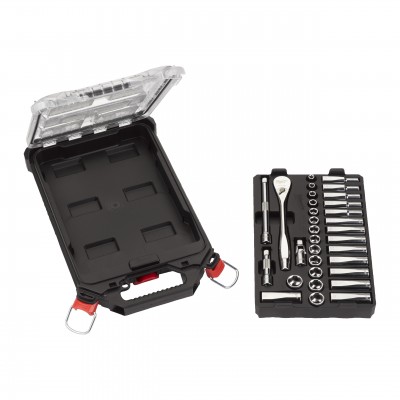 Nasadki3 8˝ z grzechotką - metryczne - zestaw 32 szt. w organizerze PACKOUT™ SLIM średnim