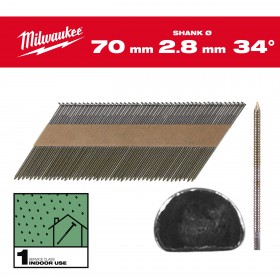 Gwoździe 34° pierścieniowe okrągły łeb jasny 70mm - 2200szt - M18FFN