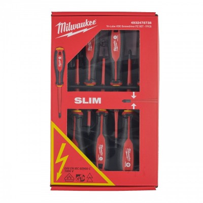 Zestaw wkrętaków VDE - 7szt. (SL0,4X2,5X75, SL0,5X3X100, SL0,8X4X100, PH2 X100, PZ1 X80, PZ2 X100, tester)